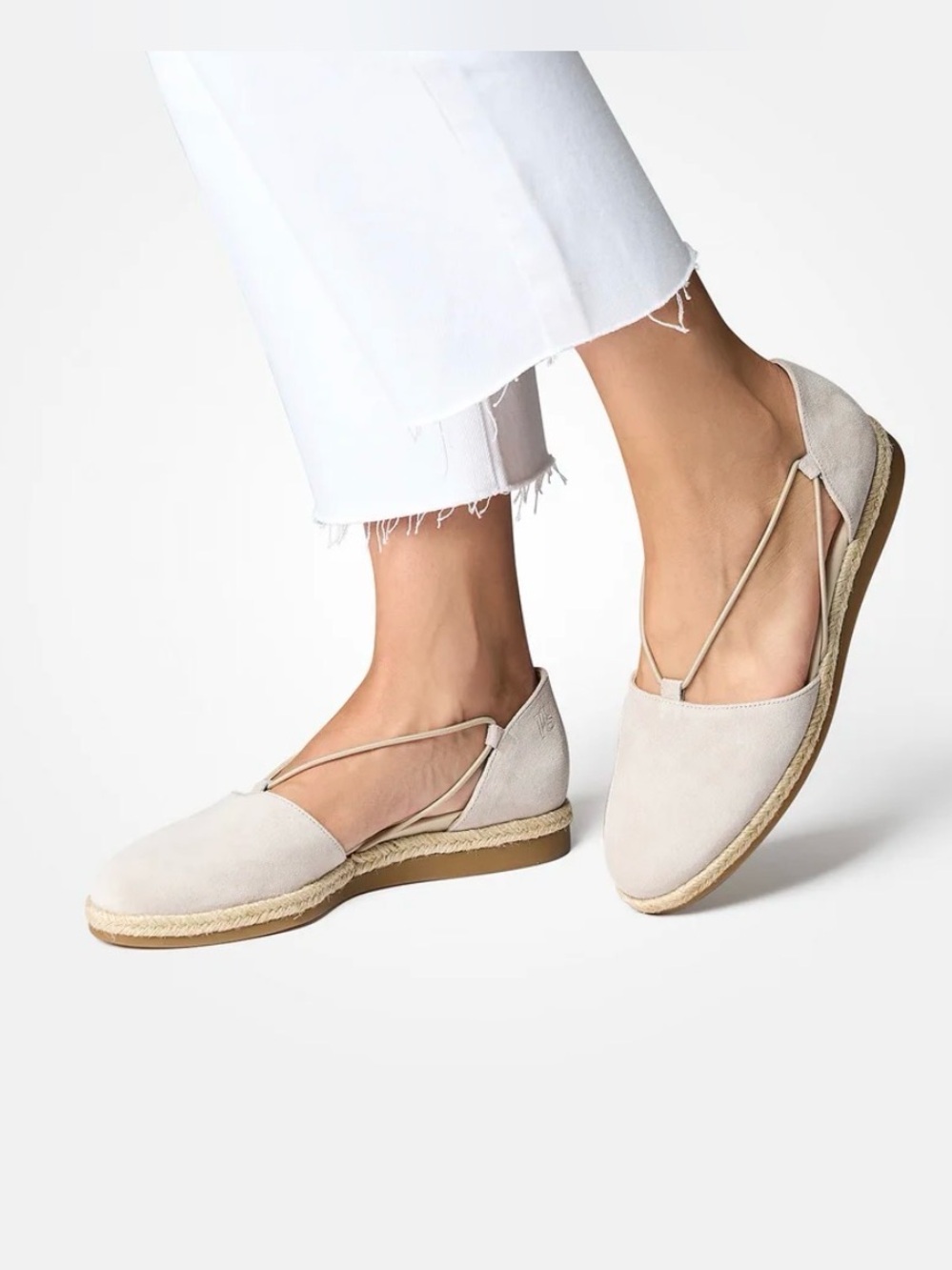 Paul Green Loafer Neutral Beige Espadrille Flats with Ankle Strap Size 9US/6.5UK